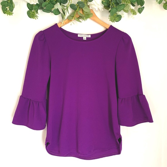 Green Envelope Tops - Green Envelope Purple Long Sleeve Bell Top
